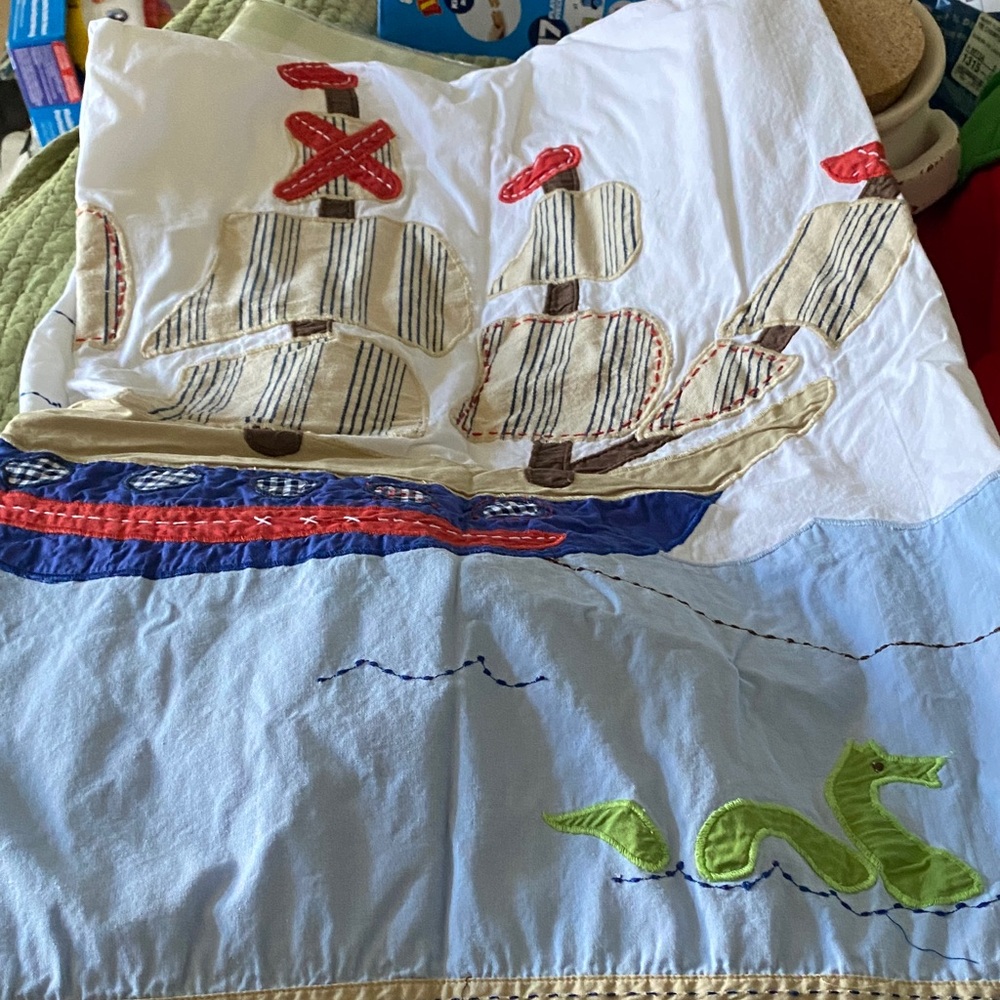 Pottery barn kids shower curtain pirate theme